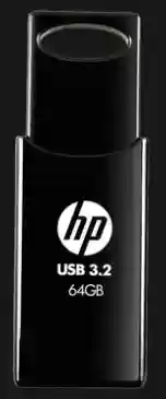 HP 712W 64GB USB 3.2 Flash Drive (Built-in Keyring Loop, 7Z375AA, Black)